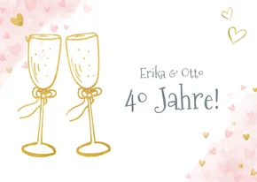 Einladungskarte zum Hochzeitstag Champagnergläser gold