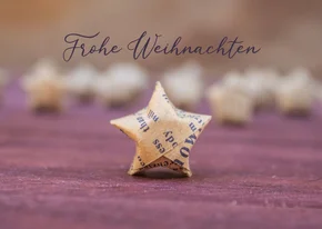 FairTrade Weihnachtskarte gefalteter Papierstern