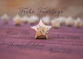 FairTrade Weihnachtskarte geschäftlich mit Faltstern