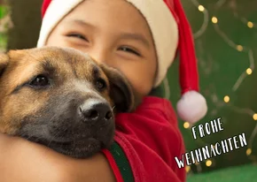 FairTrade-Weihnachtskarte mit Hund, geschäftlich