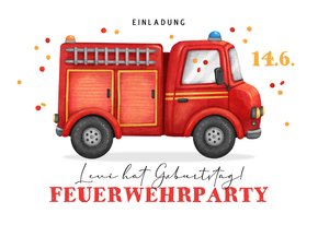 Feuerwehr-Einladung Kindergeburtstag Feuerwehrauto