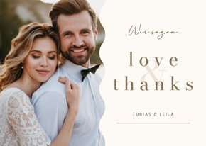 Foto-Dankeskarte Hochzeit Beige minimalistisch Ampersand