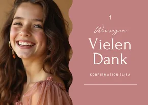 Foto-Dankeskarte Konfirmation altrosa