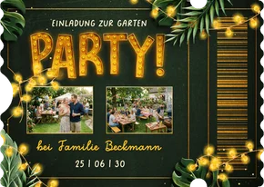 Foto-Einladung Eintrittskarte Ticket Gartenparty Sommer