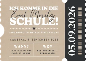 Foto-Einladung zur Einschulung Ticket Kraftlook