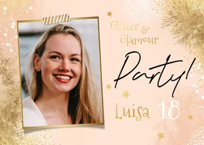 Foto-Einladungskarte 'Glitter & Glamour' Geburtstagsparty