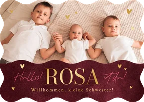 Foto-Geburtskarte Wellenlinien & Goldschrift