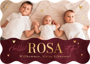 Foto-Geburtskarte Wellenlinien & Goldschrift