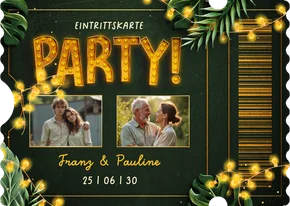Foto-Geburtstagseinladung Eintrittskarte Ticket Gartenparty