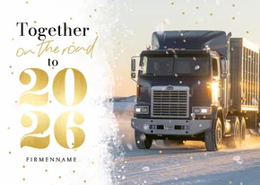 Foto-Weihnachtskarte 'Together on the road' englisch