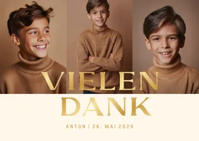 Fotocollage Jugendweihe schlicht Dankeskarte beige