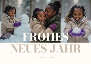 Fotocollage-Karte 'Frohes neues Jahr' 3 Fotos Beige