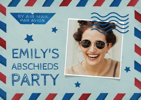 Fotoeinladung zur Abschiedsparty Air Mail