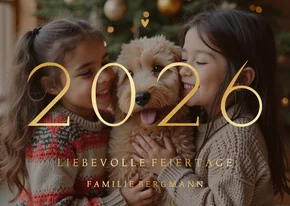 Fotokarte 2026 Goldschrift Weihnachtsgrüße
