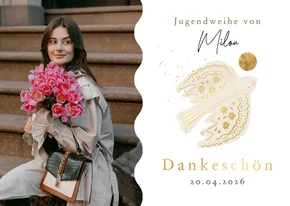 Fotokarte Danke Jugendweihe Vogel & Sonne