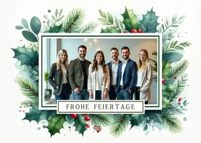 Fotokarte geschäftliche Weihnachtsgrüße Zweige und Beeren