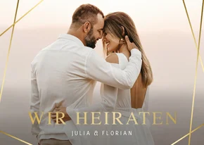 Fotokarte Hochzeitseinladung feines Linienspiel
