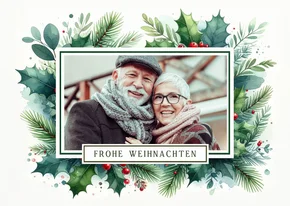 Fotokarte Ilexzweige Weihnachten botanisch