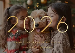Fotokarte Neujahr 2027 Goldschrift