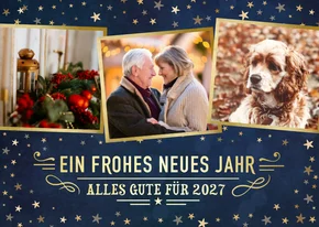 Fotokarte Neujahr mit Sternchen und Text