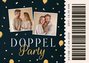 Fotokarte Ticket Einladungskarte Doppelparty Geburtstag