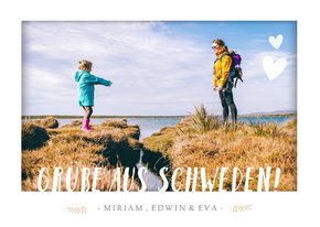 Fotokarte Urlaub mit kleinen Herzen