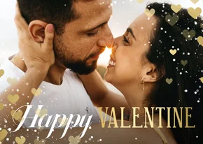Fotokarte Valentinstag mit Herzen