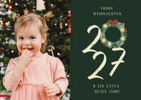 Fotokarte Weihnachten 2027 Kranz