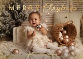 Fotokarte Weihnachten 'Merry Chistmas' Goldstaub