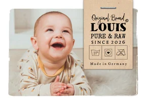 Geburtskarte Foto & Label 'Original Brand'