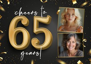 Geburtstagseinladung Fotokarte 'Cheers to 65 years' 
