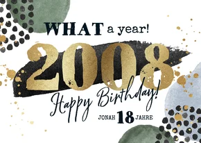 Geburtstagskarte 18. Geburtstag Goldschrift