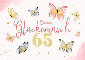 Geburtstagskarte 65 Jahre Schmetterlinge