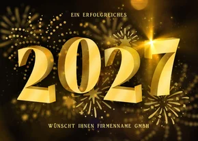Geschäftliche Neujahrskarte 2027 3D mit Feuerwerk