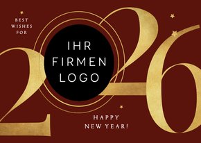 Geschäftliche Neujahrskarte dunkelrot 2026 gold