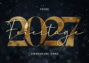 Geschäftliche Weihnachtskarte dunkelblau Jahreszahl Goldlook