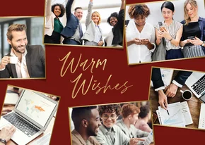 Geschäftliche Weihnachtskarte 'Warm wishes' Fotocollage