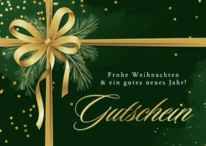Geschenkgutschein Tannenzweige Schleife Weihnachten