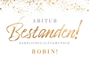 Glückwunschkarte 'Bestanden' Goldlook