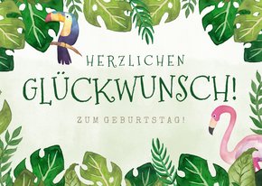 Glückwunschkarte zum Geburtstag tropisch mit Foto