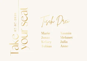 Gruppentischkarte 'Take your seat' Gold modern