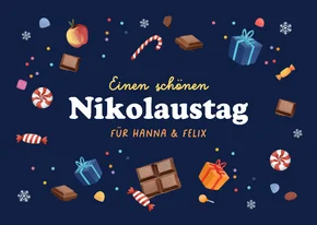Grußkarte Nikolaustag Süßigkeiten