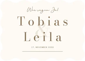 Hochzeitseinladung Wellenkarte Beige Ampersand