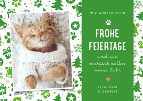 Illustrierte Weihnachtskarte mit Haustier-Foto