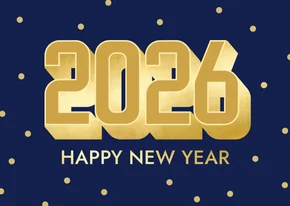 Karte Neujahrsgrüße 2026 in 3D
