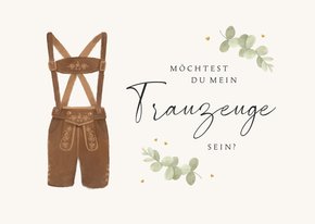 Karte Trauzeuge Trachtenhochzeit Lederhose