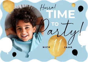 Kindergeburtstag Foto-Wellenkarte Einladung Luftballons