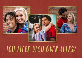 Liebeskarte in rot mit drei Fotos