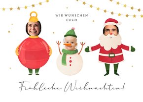 Lustige Weihnachtskarte Figuren mit Foto