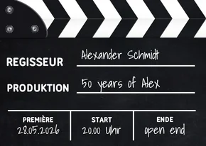 Mottoparty Film Einladung mit Filmklappe